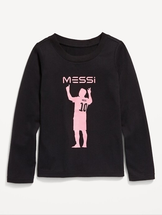Old Navy Other - NWOT- Old Navy Messi Black with Pink Graphic Long Sleeve Tee Girls Size XL (12)
